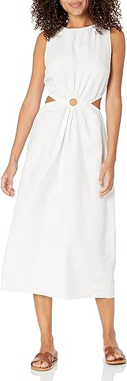 Linnen Midi Jurk Cutout Stijl voor Vrouw - StudioMarella