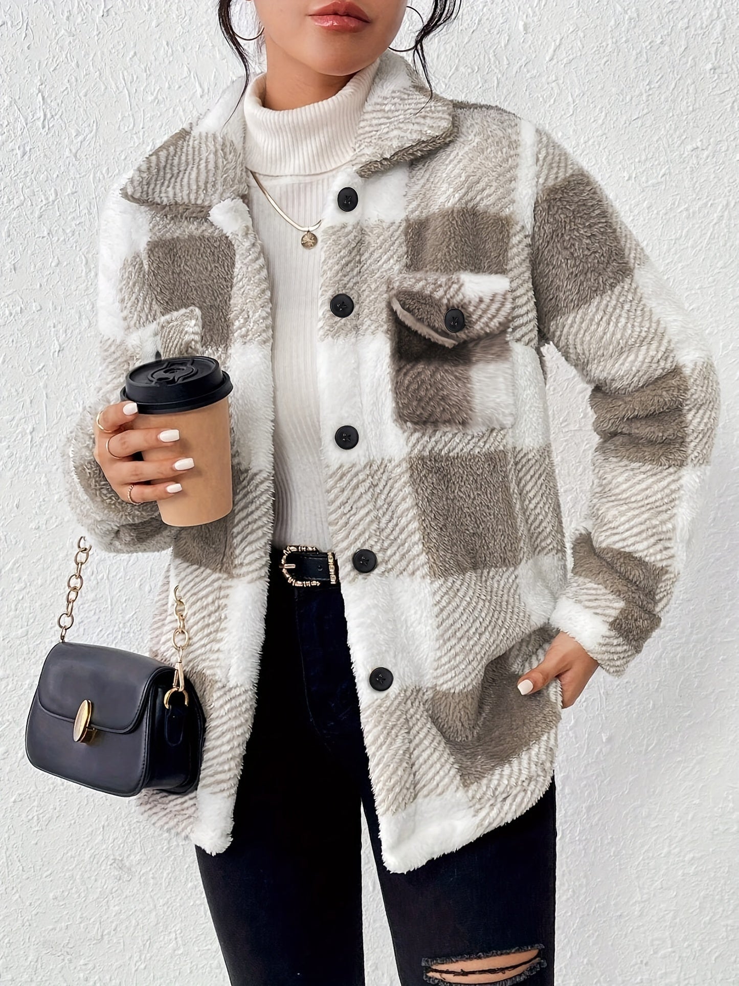 Dames Fleece Tussenjas Warm Blokpatroon Comfortabel