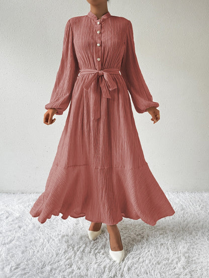 Vrouwenjurk Lange Mouwen met Taille Accent