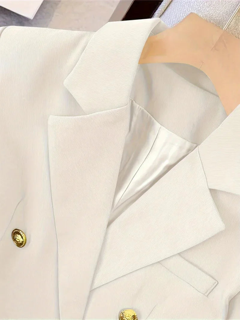 Damesblazer Slim Fit Gouden Knopen Elegant Zwart