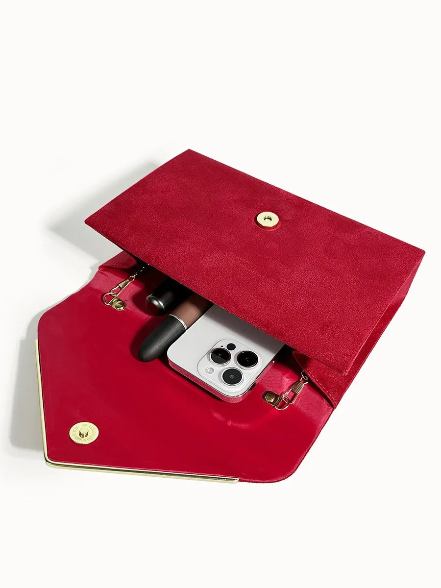 Fluwelen Avondclutch Suède Look Elegant