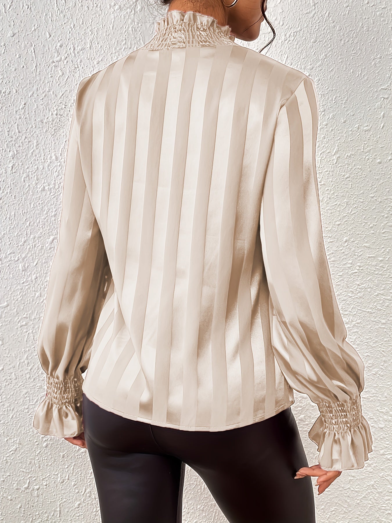 Dames Blouse Gestreept met Strik en Lange Mouwen