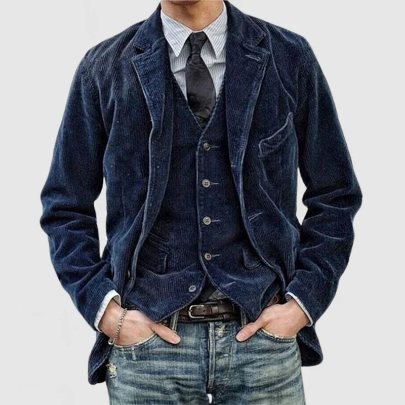 Heren Blazer Slim Fit Donkere Kleur Met Knoopsluiting
