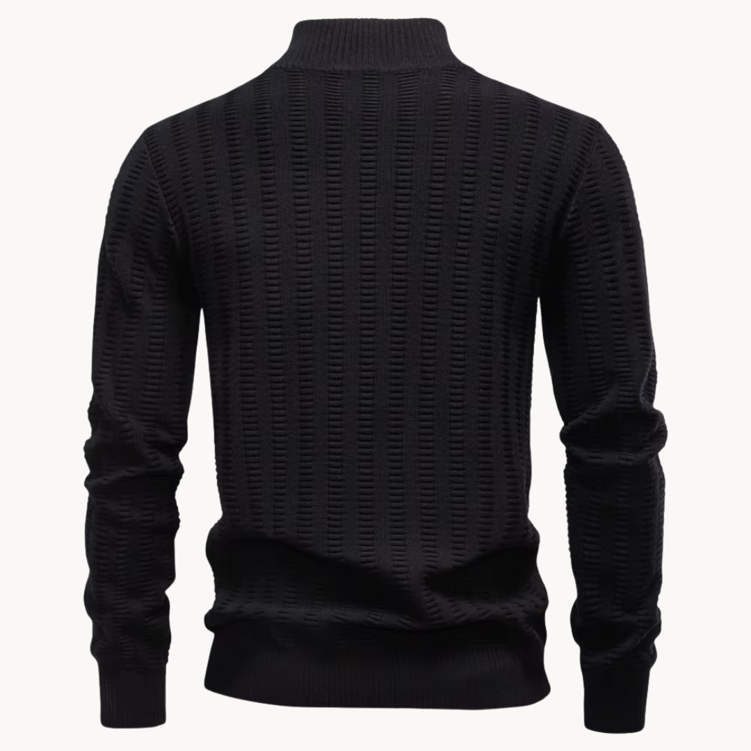 Heren Trui Katoen Quarter-Zip met Textuur Warm en Comfortabel