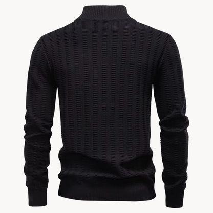 Heren Trui Katoen Quarter-Zip met Textuur Warm en Comfortabel