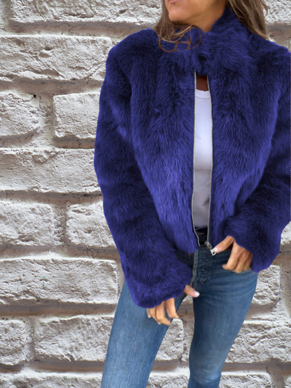 Dames Velvet Jas Warm en Zachte Pluche Stof voor Herfst en Winter