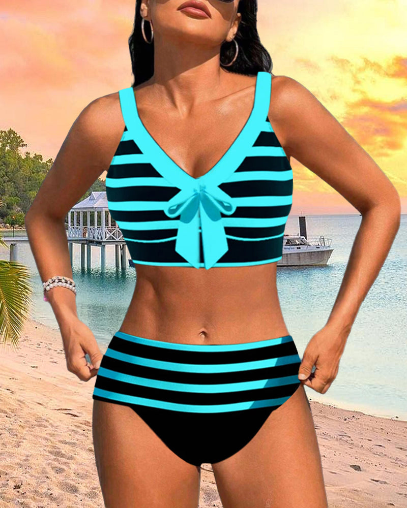 Dames Bikini Hoge Taille Gestreept Model