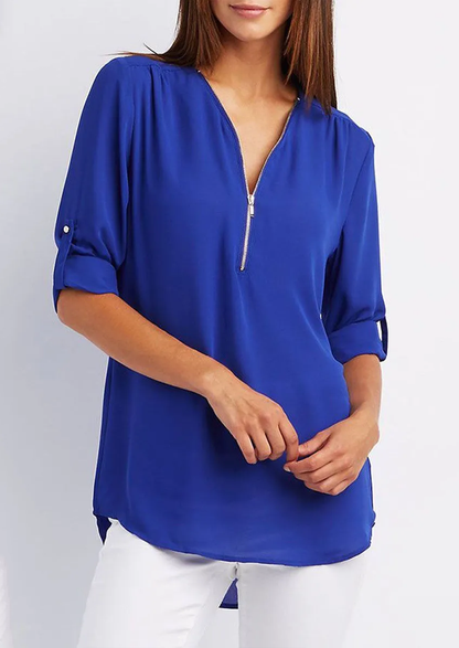 Vrouwelijke Blouse Elegante met Rits van Polyester en Elastaan