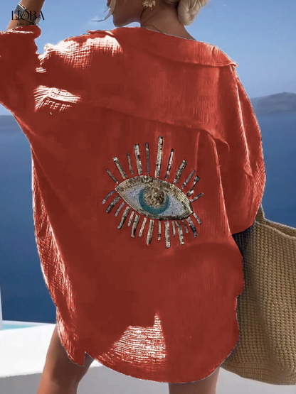 Vrouwelijke Blouse met Ogenprint