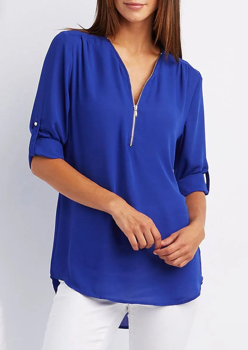 Vrouwelijke Blouse Elegante met Rits van Polyester en Elastaan