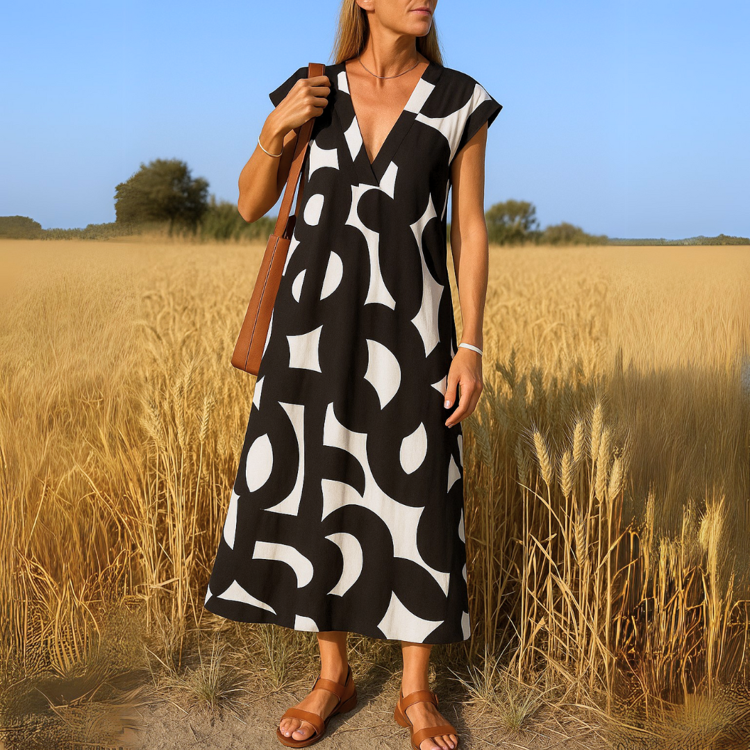 Dames jurk met v-hals elegante pasvorm - StudioMarella