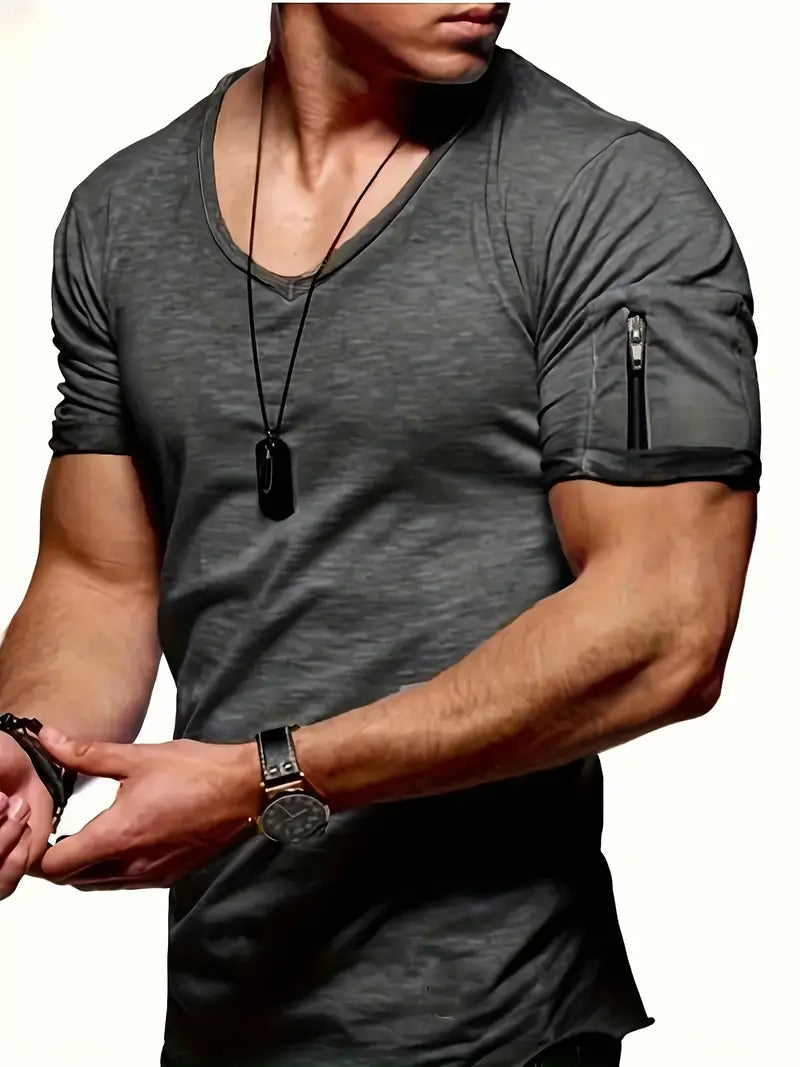 Heren T-shirt V-hals Casual Katoen