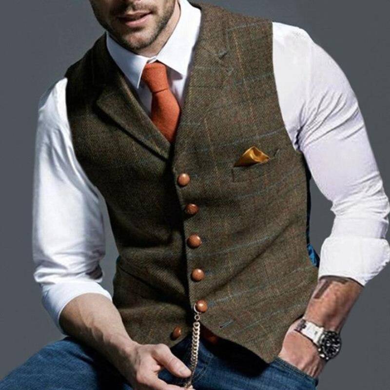 Gilet Heren Geruit Elegant Modern Design