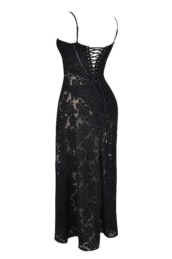 Elegante Maxi Jurk Geborduurd voor Vrouw