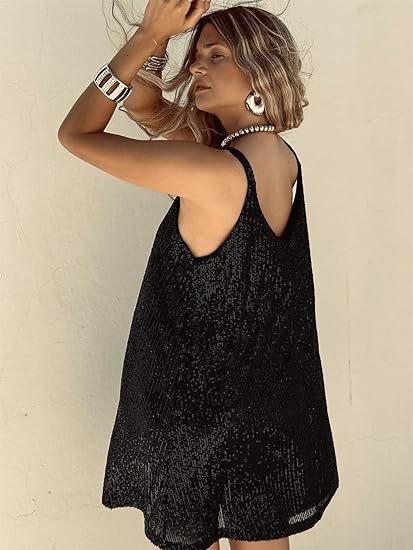Feestjurk Met Glitter Pailletten Mini Jurk