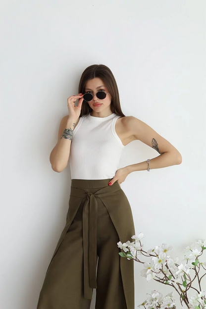 Linnen Broeken voor Vrouwen Zomerse Wide Leg Stijl