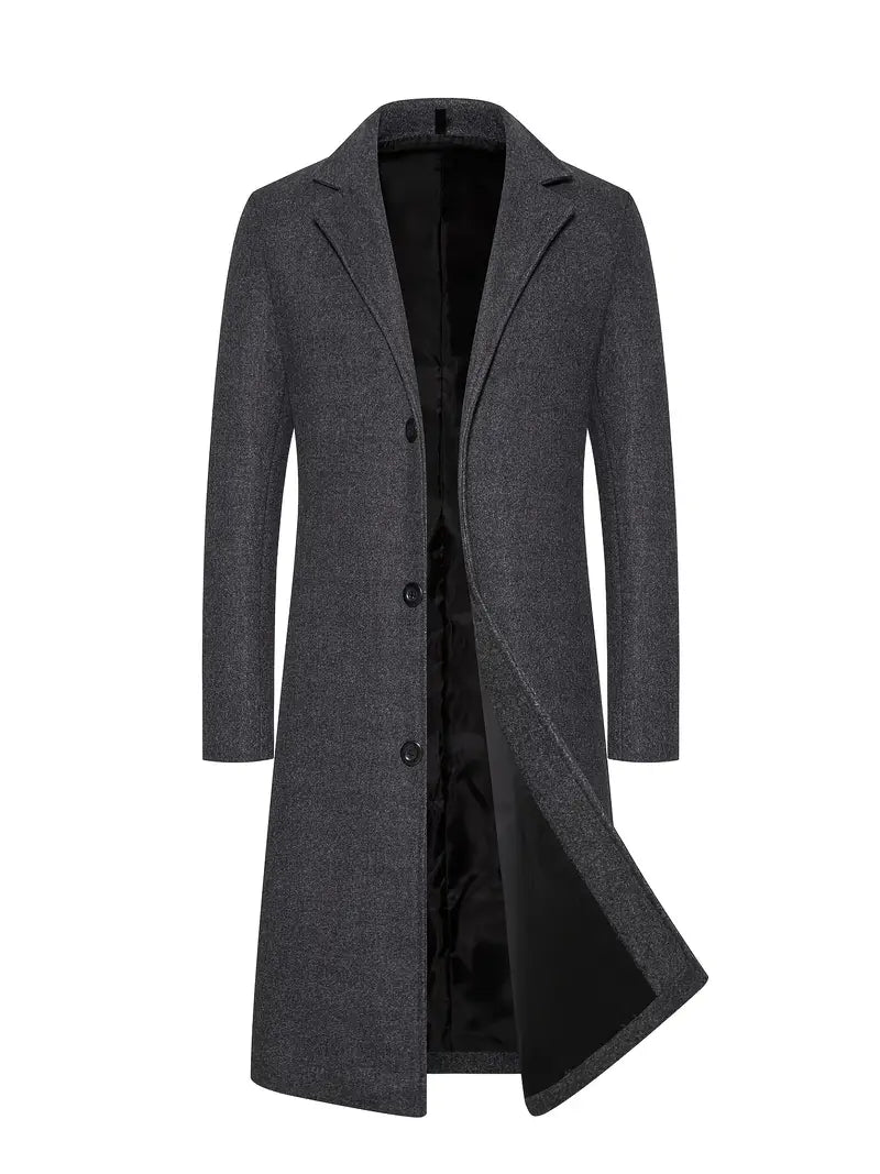 Heren Overjas Warm en Waterdicht Donkergrijs Elegant Model