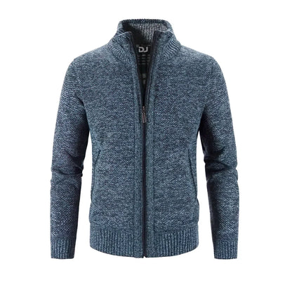 Heren Vest Grofgebreid Met Rits en Kap