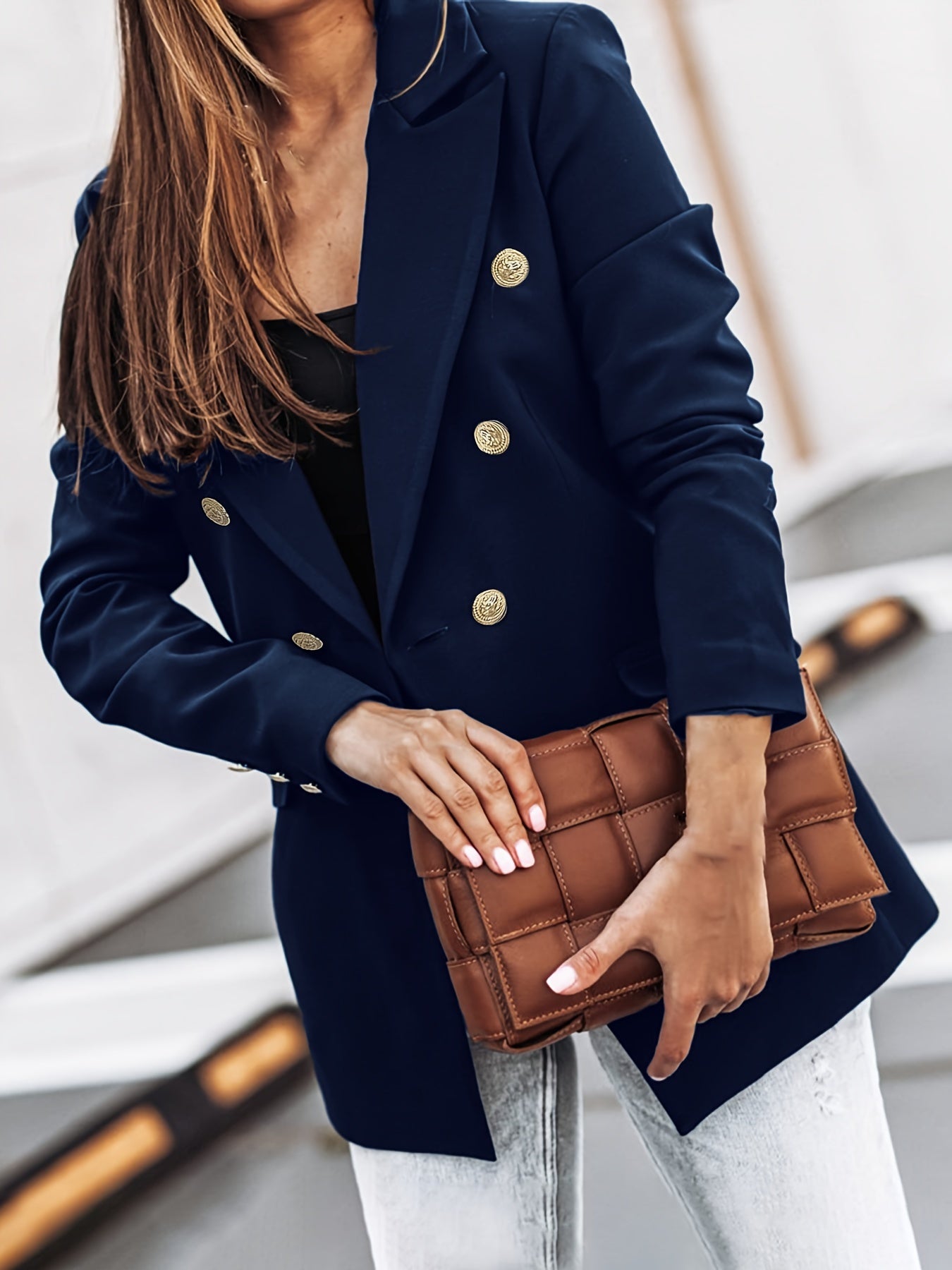 Damesblazer Zakelijk Elegance met Dubbele Knoopsluiting