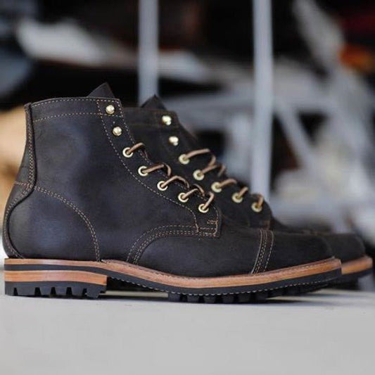 Heren Enkelhoge Veterschoenen met Gripzool en Stevige Zool - StudioMarella