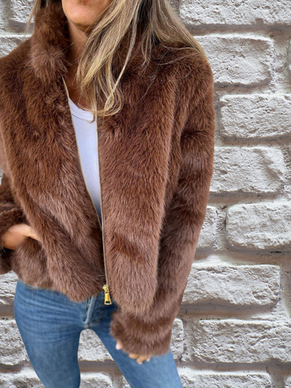 Dames Velvet Jas Warm en Zachte Pluche Stof voor Herfst en Winter