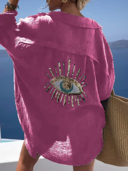 Vrouwelijke Blouse met Ogenprint