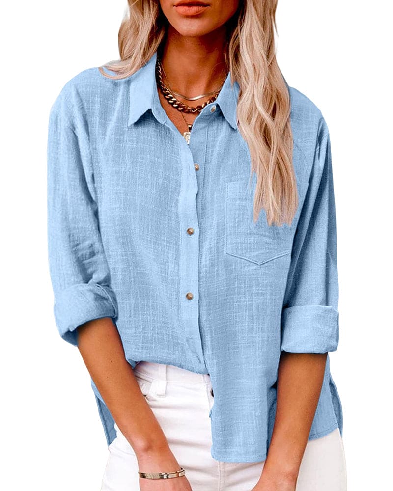 Vrouwen Blouse van Katoen en Linnen Stijlvol - StudioMarella
