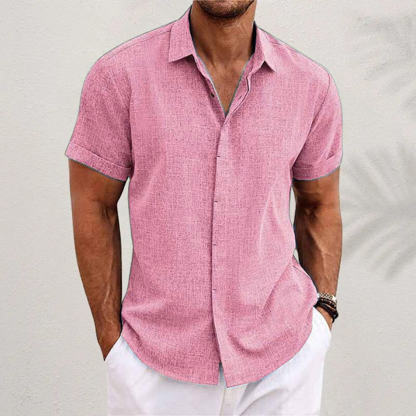 Heren Linnen Overhemd Kort Mouwen Zomerse Kleding