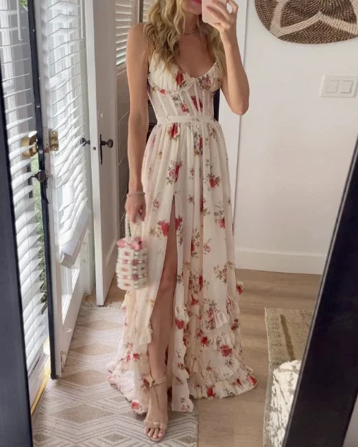 Dames Midi-jurk Romantisch Bloemendetail