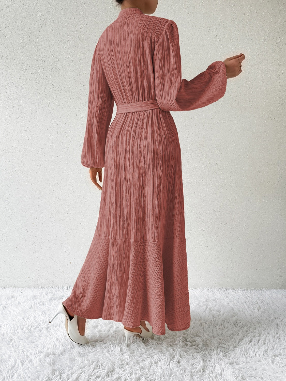 Vrouwenjurk Lange Mouwen met Taille Accent