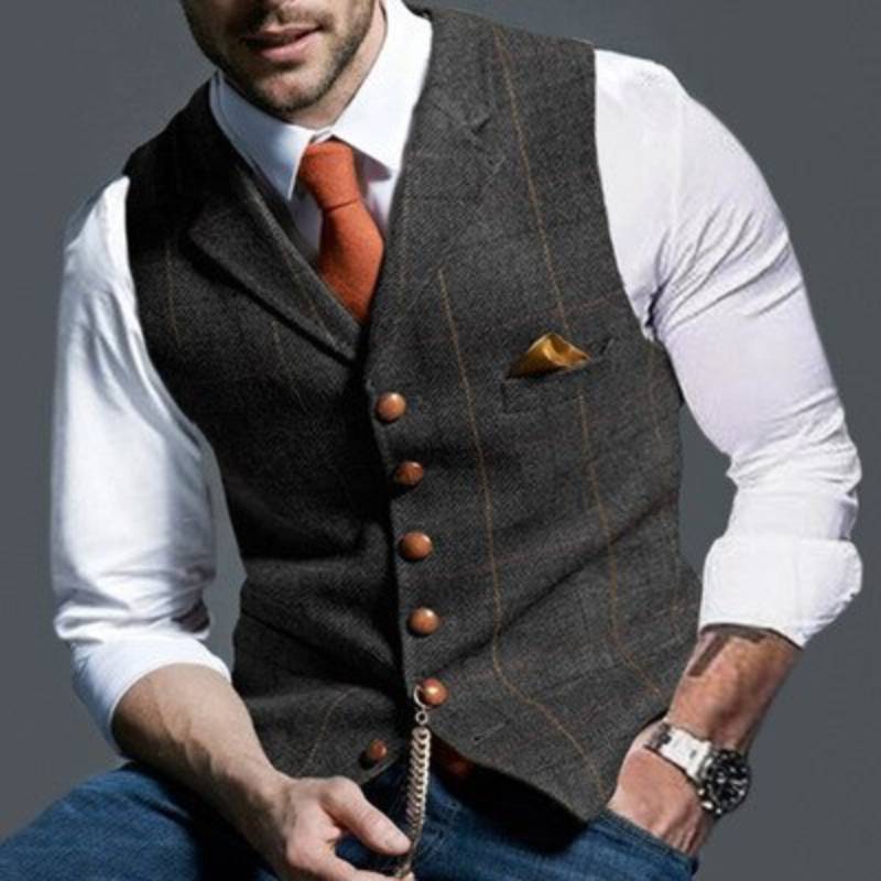 Gilet Heren Geruit Elegant Modern Design
