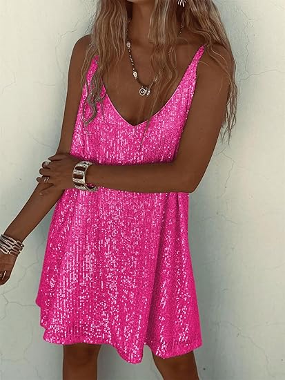 Feestjurk Met Glitter Pailletten Mini Jurk