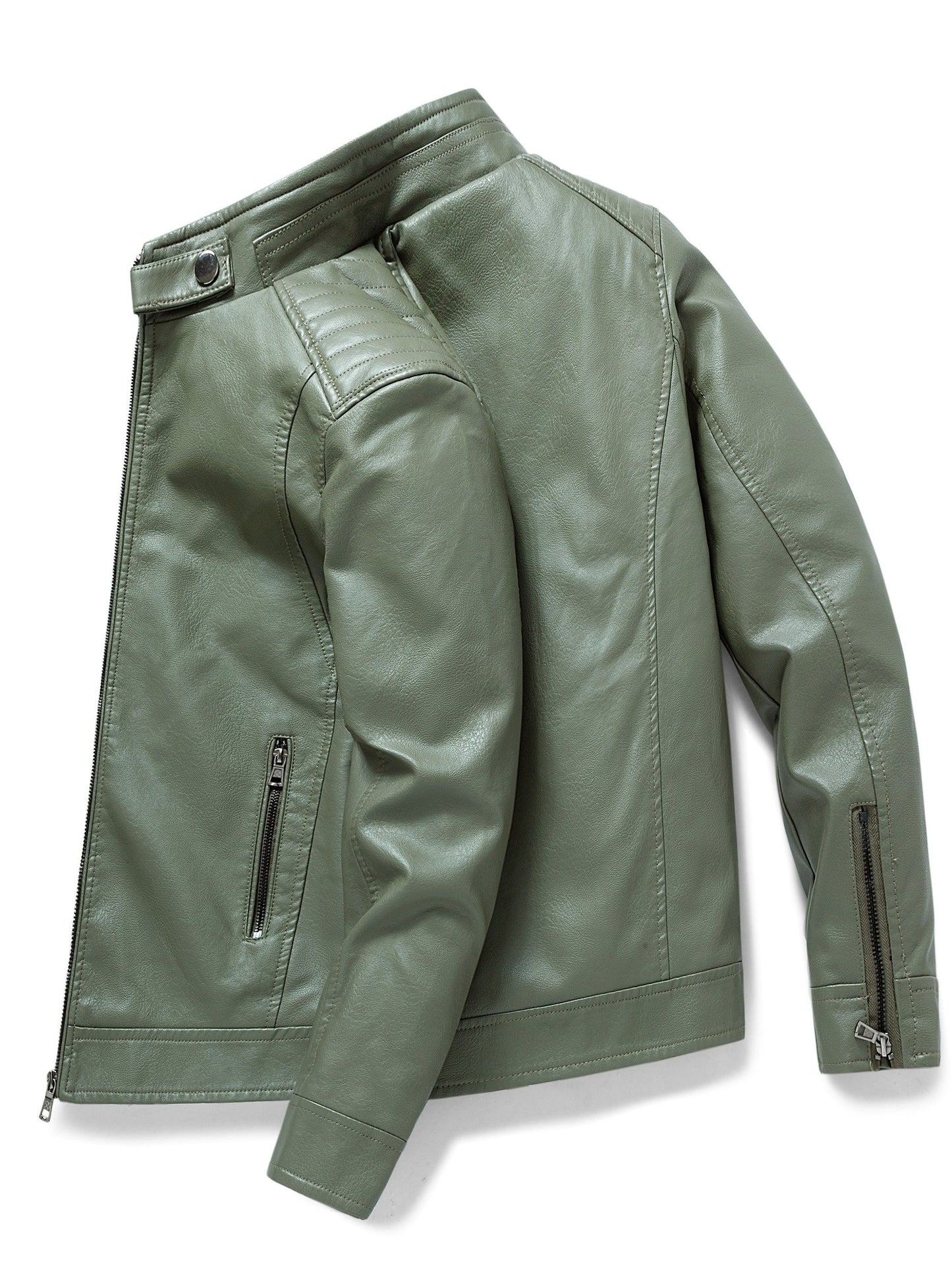 Leren Jas met Ritszakken Elegante Design