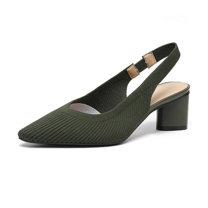Slingback Hakken Puntneus Blokhak Damesschoenen