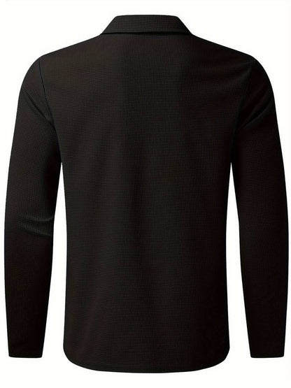 Heren Wafelshirt Lange Mouwen V-Hals Casual Kleding
