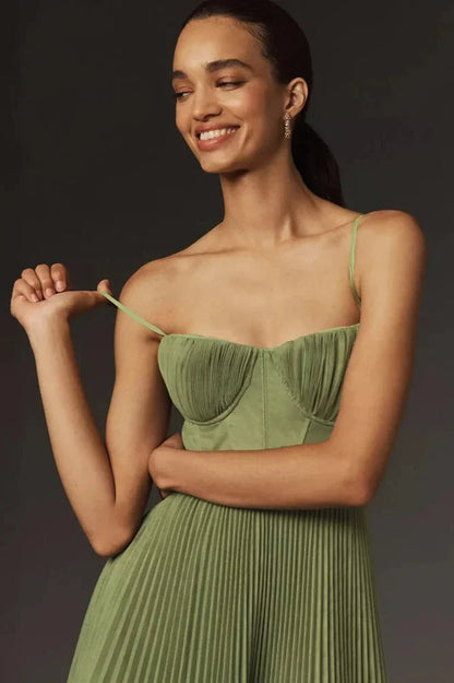 Elegante Plissé Midi Jurk voor Vrouw