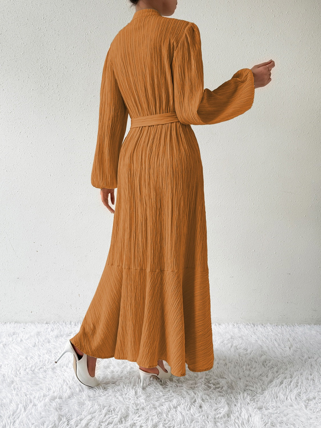 Vrouwenjurk Lange Mouwen met Taille Accent