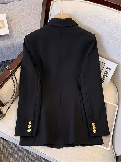 Damesblazer Slim Fit Gouden Knopen Elegant Zwart