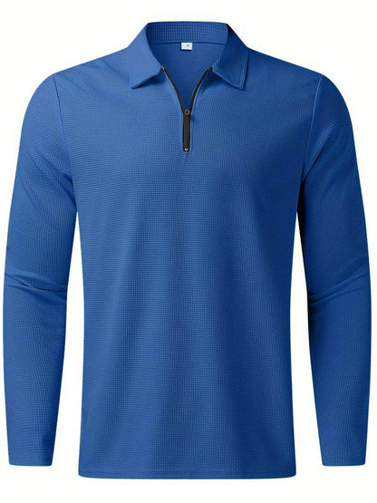 Heren Wafelshirt Lange Mouwen V-Hals Katoen