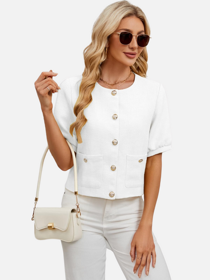Dames Cropped Jasje Tweed Stijlvol - StudioMarella