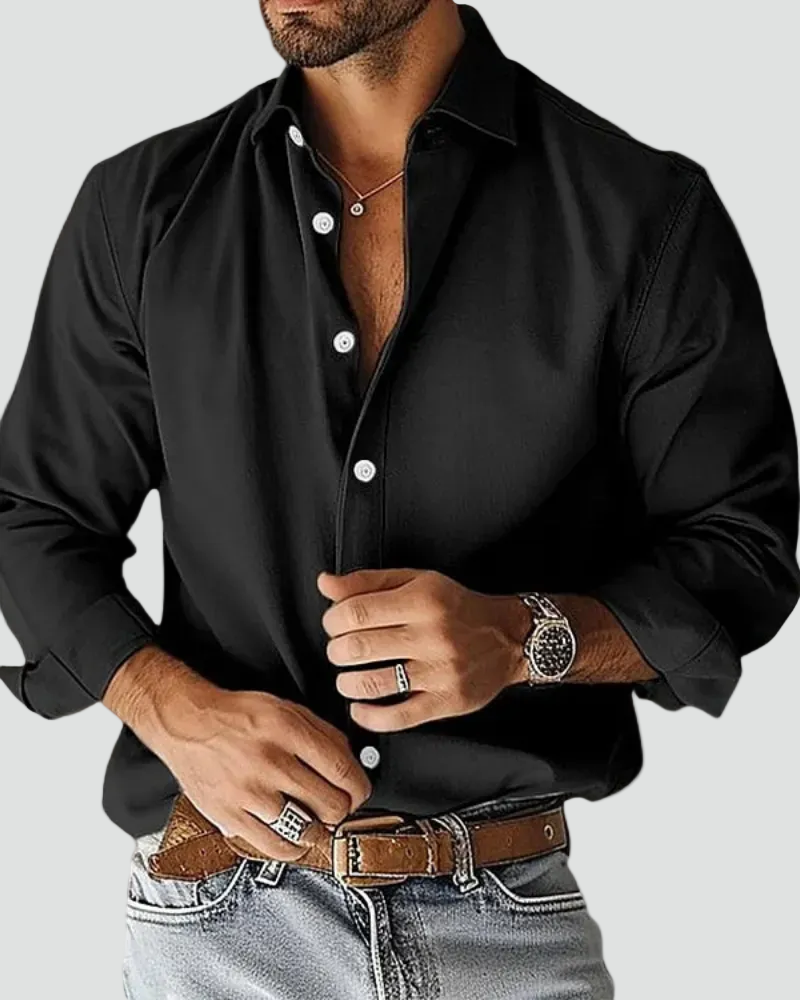 Heren Overhemd Lange Mouwen Button Down Kraag Slim Fit - StudioMarella