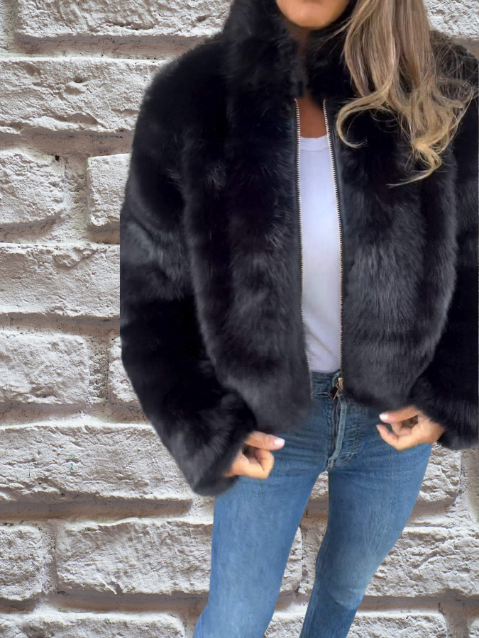 Dames Velvet Jas Warm en Zachte Pluche Stof voor Herfst en Winter