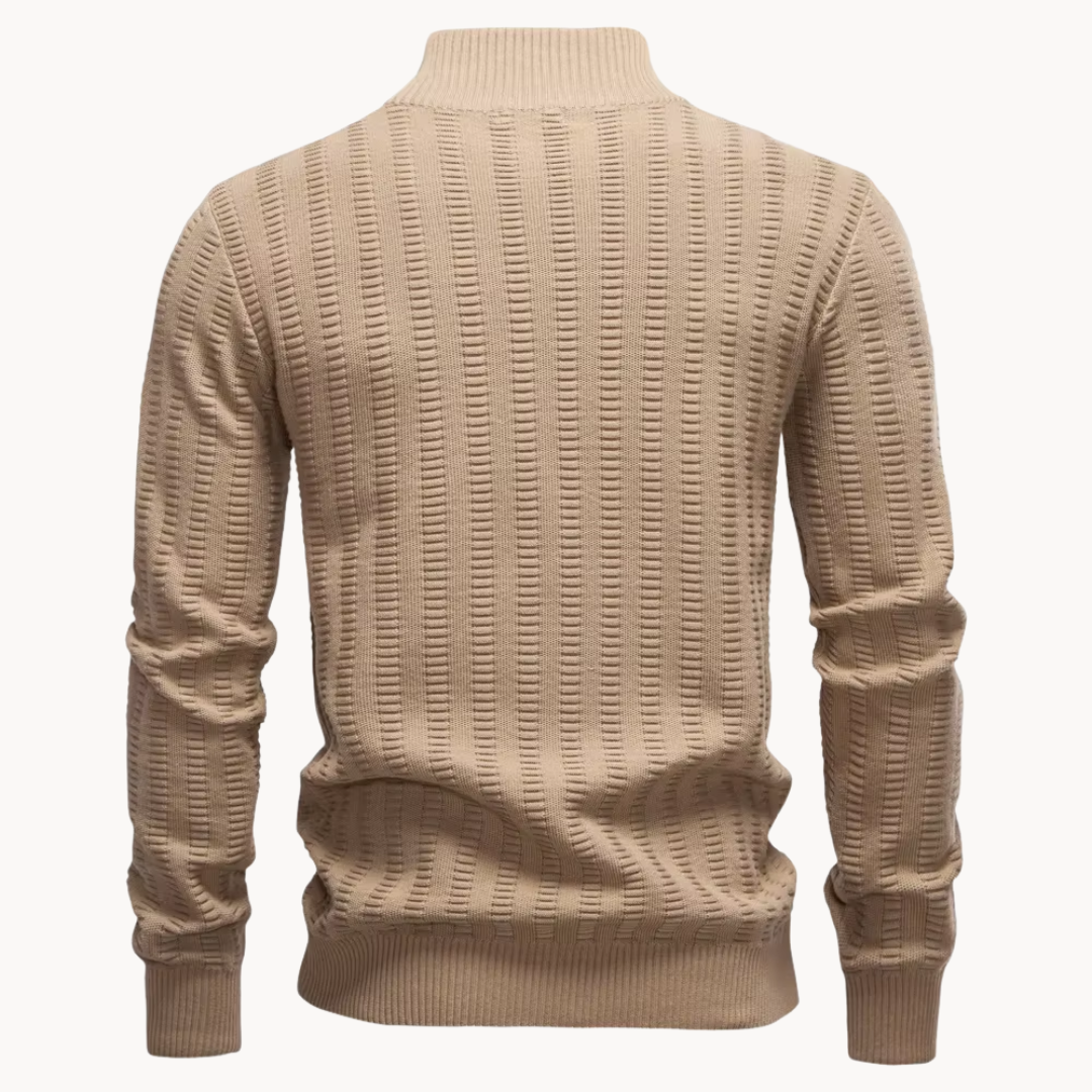Heren Trui Katoen Quarter-Zip Met Textuur