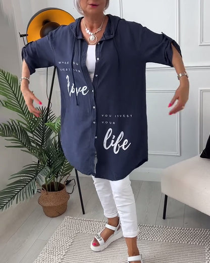 Softshell Jas met Kap Donkerblauw Love Life