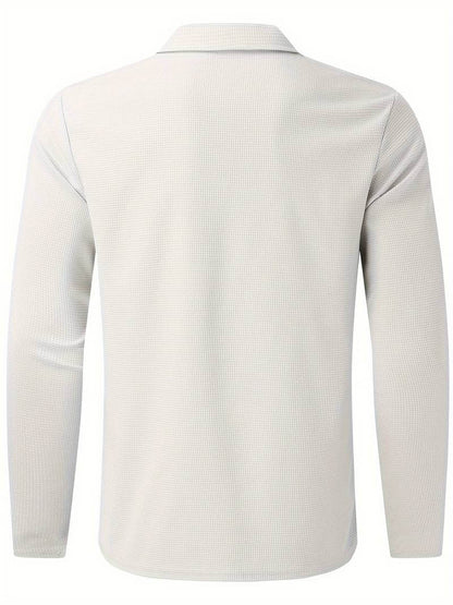 Heren Wafelshirt Lange Mouwen V-Hals Casual Kleding - StudioMarella