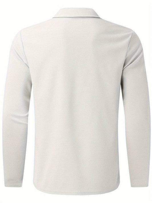 Heren Wafelshirt Lange Mouwen V-Hals Casual Kleding - StudioMarella
