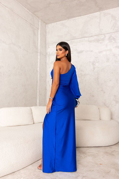 Elegante Avondjurk Satijn Roze Split Jurk Gala