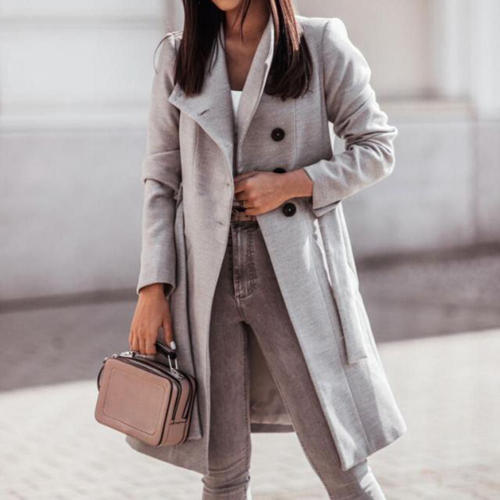 Dames Trenchcoat Klassiek met Dubbele Knopen Sluiting