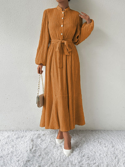 Vrouwenjurk Lange Mouwen met Taille Accent