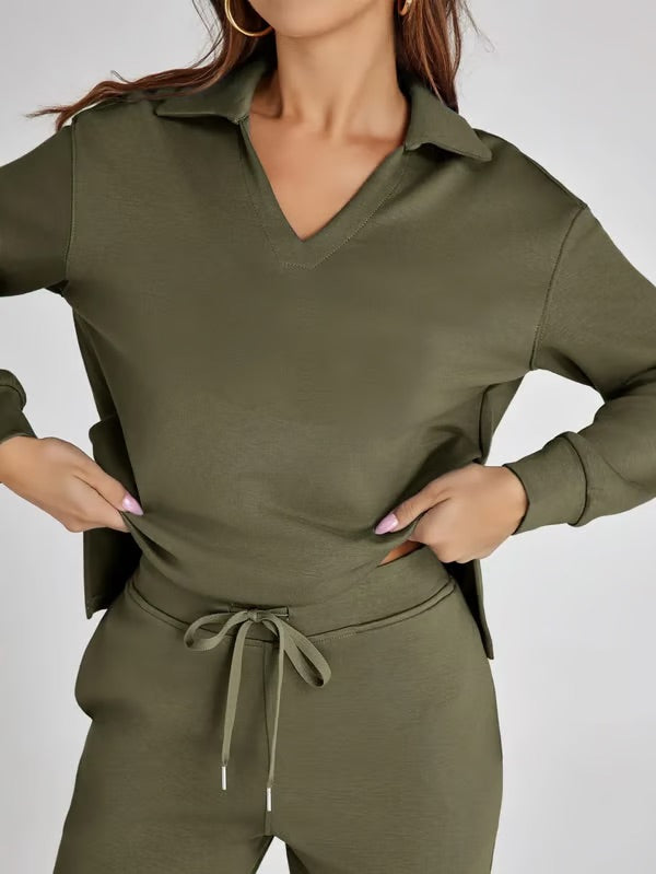 Dames Sweater Set met Wijde Broek - Zacht en Warm voor Herfst en Winter